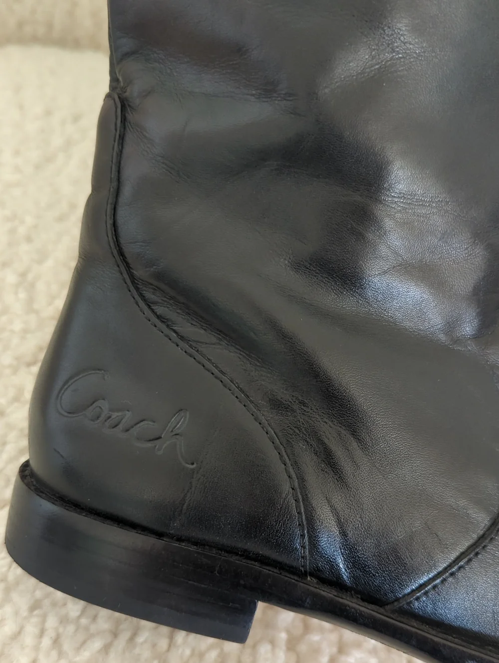 Coach Women's Cheyenne Leather Black Riding Boots | Size 7